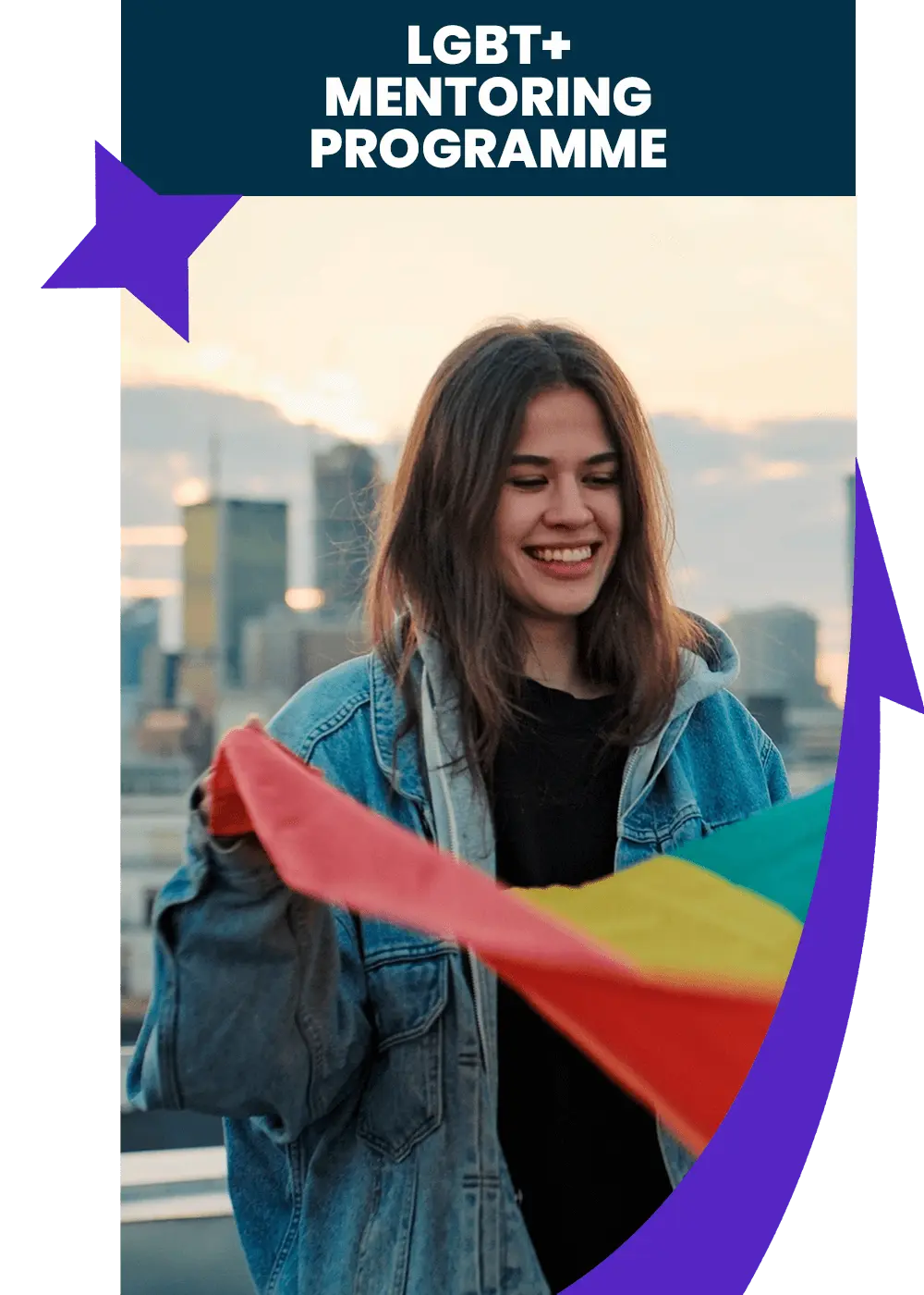 young woman with rainbow flag