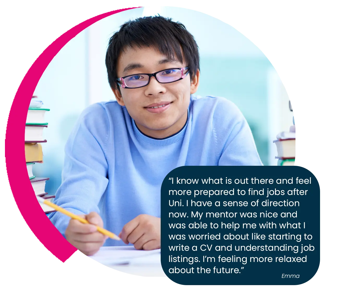 neuro-quote young asian boy sitting and smiling
